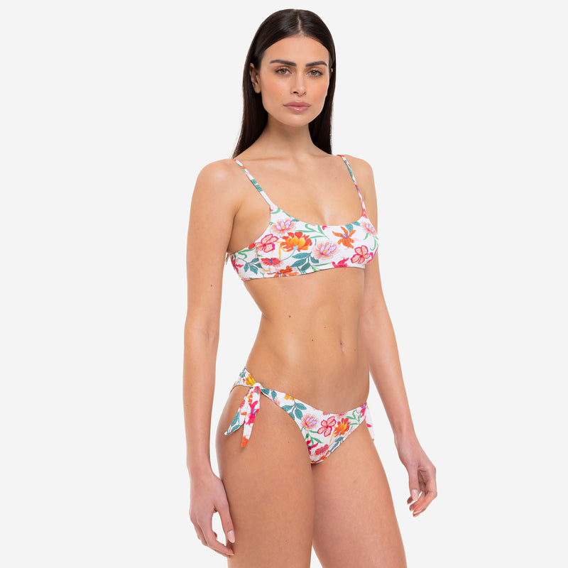 Bikini Donna Top Bralette + Slip Fiocchi White Flowers - Le Blu