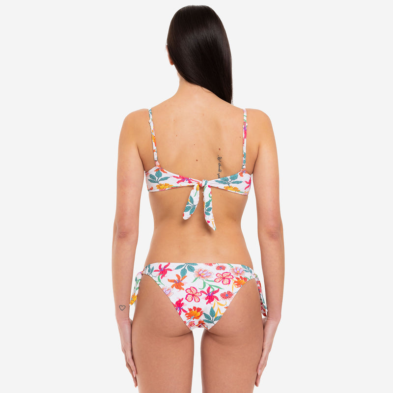 Bikini Donna Top Bralette + Slip Fiocchi White Flowers - Le Blu