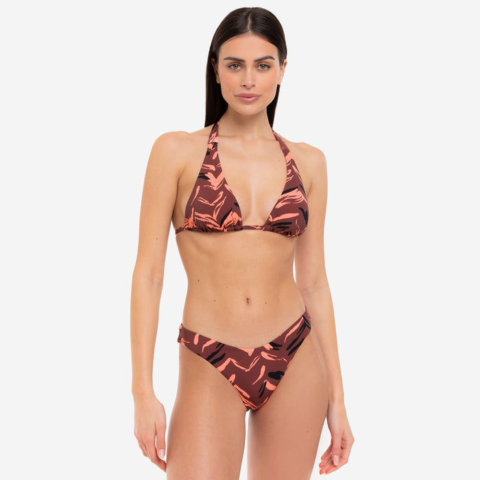 Bikini Triangolo Lungo + Slip a "V" Mocha Animalier - Le Blu - Le Blu