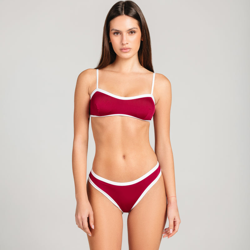 Bikini Donna Bralette + Slip Bordo a Contrasto Cherry - Le Blu