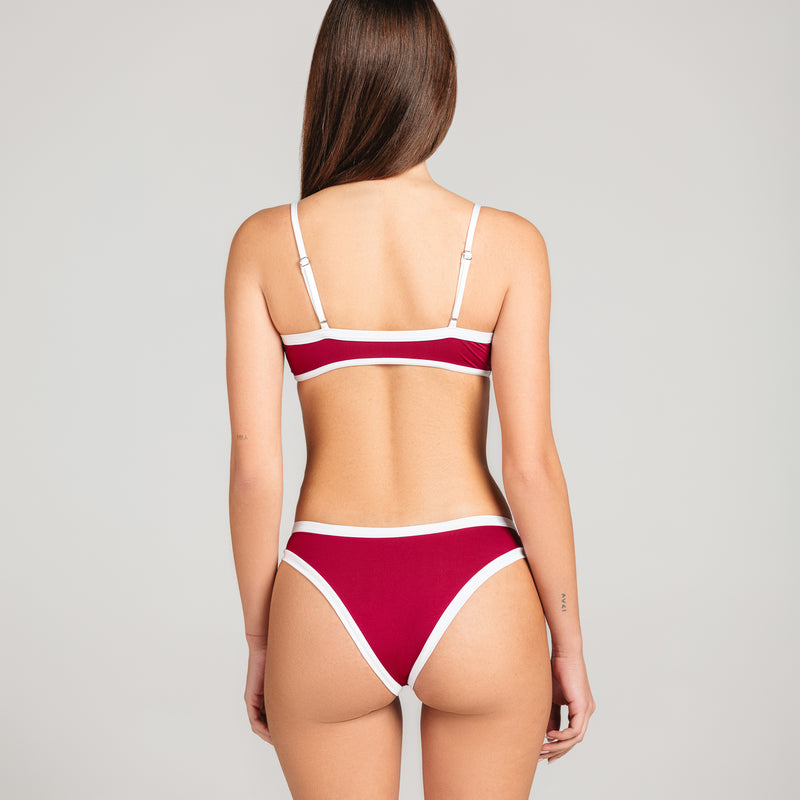 Bikini Donna Bralette + Slip Bordo a Contrasto Cherry - Le Blu