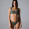 Bikini Donna Canotta Surf + Slip a “V” Verde Army Seersucker - Le Blu