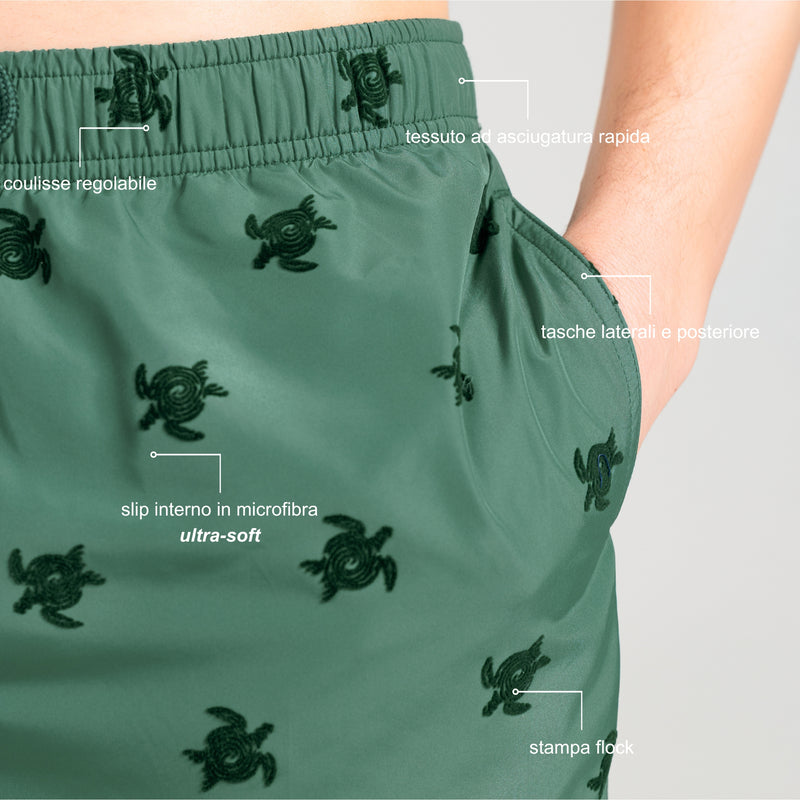 Costume Mare Uomo Tartartughe Verde Militare - Le Blu