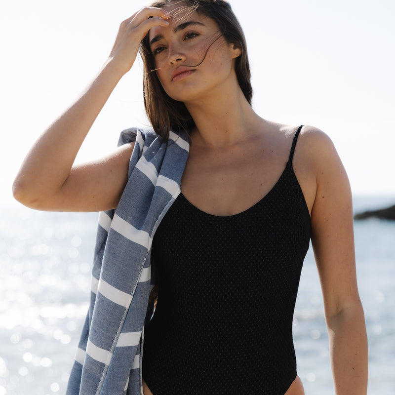 Telo Mare Bamboo a righe Blu/Bianco - Le Blu - Le Blu