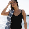 Telo Mare Bamboo a righe Blu/Bianco - Le Blu