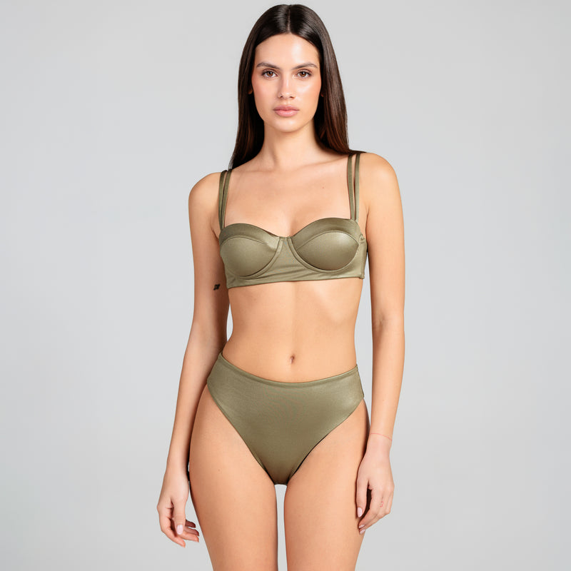 Women's Shine Balconette Top + High-Waisted Slip - Le Blu 