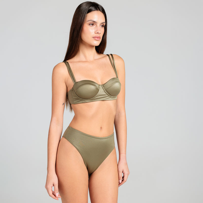 Women's Shine Balconette Top + High-Waisted Slip - Le Blu 