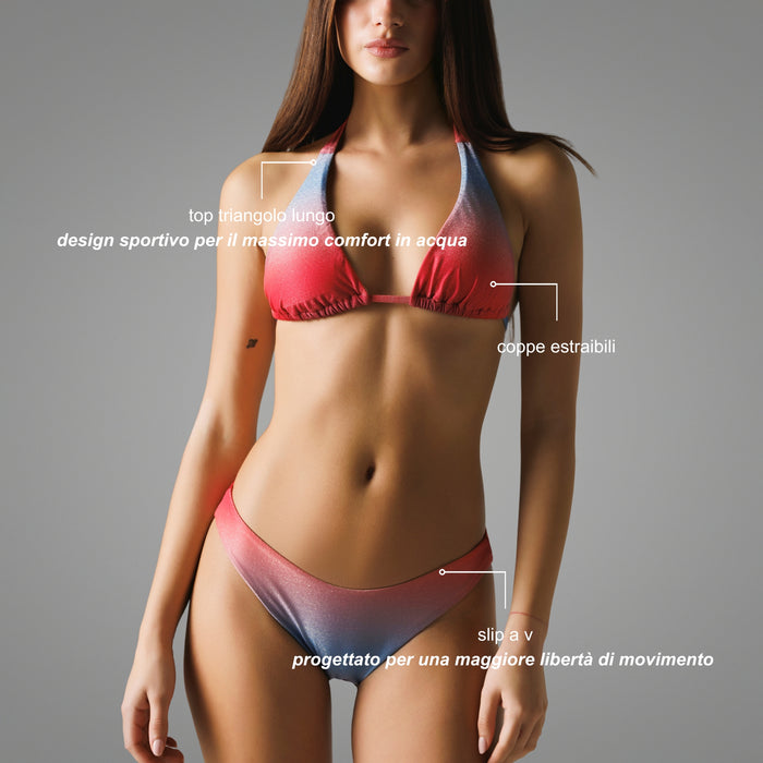 Bikini Donna Triangolo Lungo + Slip a "V" Shades - Le Blu