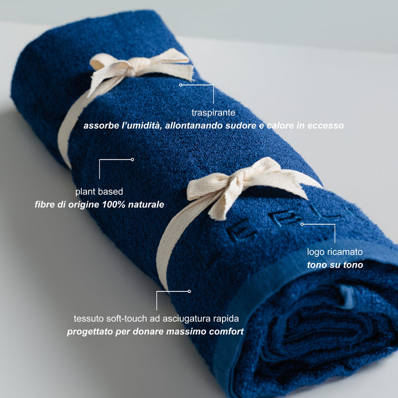 Telo Mare in Spugna Bamboo e Cotone Blu - Le Blu