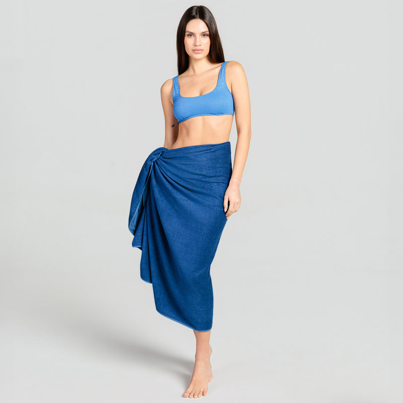 Telo Mare in Spugna Bamboo e Cotone Blu - Le Blu