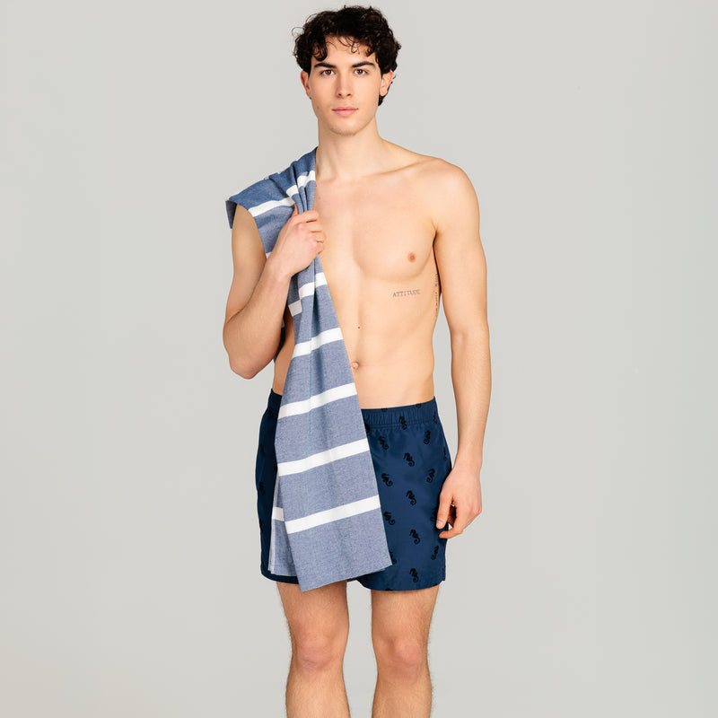 Telo Mare Bamboo a righe Blu/Bianco - Le Blu