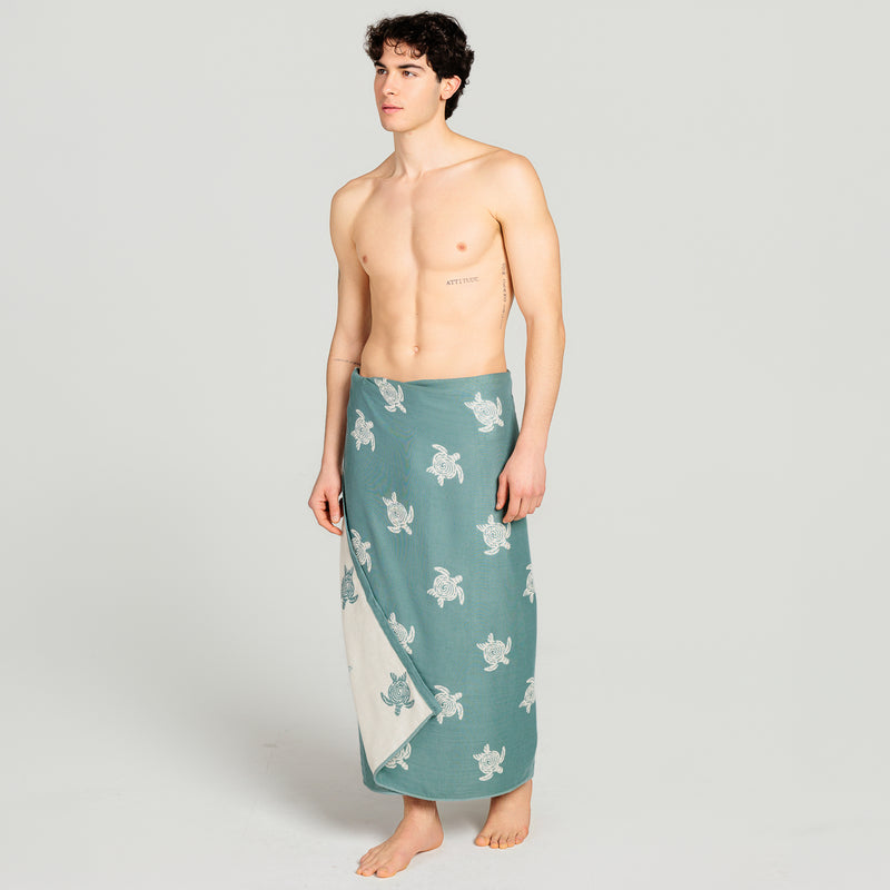 Telo Mare Bamboo Double Face Tartarughe Verde - Le Blu
