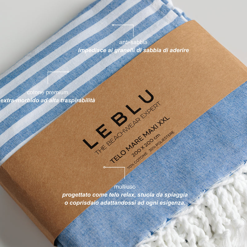 Telo Mare Maxi 200x200 cm a Righe Blu - Le Blu